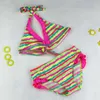 One-Pieces 2021 New Summer Girls Costume da bagno aderente a righe elastiche Ragazze Split Costumi da bagno a due pezzi Bikini a righe per bambini W0310 all'ingrosso