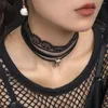 Choker Gothic Skull Lace Mystic Witch Jewelry Accessories Gift Punk Fashion Silver Color Pendant Black Flannel Necklace