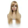 Burgundy düz insan saç perukları Patlama ile Brezilan Remy kadınlar için 8-26 inçler dantel olmayan ön peruk