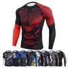 T-shirts pour hommes Chemise d'entraînement de gymnastique pour hommes Printemps et automne T-shirts d'impression de sport à manches longues Sportswear Respirant Tops de fitness à séchage rapide