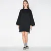 Casual jurken op maat gemaakte mode korte pocket losse solide kleur lange mouwen mini jurk vrouwelijke lente zomervestidos