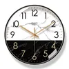 Zegarki ścienne Czarne duże zegar ścienny ciche zegarki Nordic Nowoczesne zegary WEALL HOME DEK DOKRESU KREATYWNE ZŁOTA KUCHNY ZEGAR MARMO