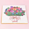 Gift Cards Creative Crafts DIY 3D Bouquet Flowers Greeting Card Paper Flowers Pop Up Greeting Cards Mothers Day Cards Z0310