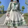 Casual Dresses Magogo Original Design Lolita Green Dress Pastoral Style Långärmad OP Autumn