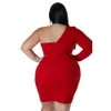 Plus storlek klänningar solid färg sexig en axel kvinnor mager kväll bodycon backless mini klänning grossist dropshipping 230307