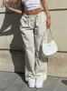 Pantalon femme Capris Weekeep cordon Baggy blanc Cargo pantalon taille basse jambe large pantalons de survêtement Streetwear femmes Jogging Capris y2k Harajuku 90s pantalon L230310