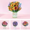 Hediye Kartları Anne Karısı için Yaratıcı Diy El Sanatları Pop Up Tebrik Kartları Buket Çiçekler Tebrik Kartı Anneler Günü Kartları Kağıt Çiçekler Z0310