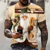 T-shirts pour hommes 2023 T-shirt de Noël bizarre impression 3D Père Noël T-shirts surdimensionnés chemise à manches courtes hauts fête année hommes