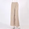 Pantalon de deux pièces pour femmes Ligne de coton Femmes Ensemble d'été Vêtements décontractés Blouse à manches bouffantes Haut Costume à jambe large Femme 2 Tenues de survêtement pour femmes