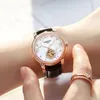 Нарученные часы 33 -миллиметровый модный бренд карнавальный скелет механические автоматические часы -наручные часы для женщин с коричневым кожаным ремнем Relogio fominino