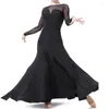 Stage Wear Ballroom Competition Dress Women Mesh Modern Dancing Tango Dresses Performance Costume Customized Size DQ5028