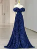 Océan bleu a-ligne longue Robe De bal épaules dénudées paillettes 2023 élégante soirée robes De soirée soirée femmes Robe De soirée