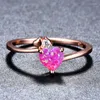 Wedding Rings Simple Fashion Love Heart Ring White Blue Purple Opal Stone Antique Rose Gold Color For Women Promise Jewelry