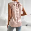 Kvinnors blusar Summer Women 2023 Fashion Casual Trend Lace Chic ärmlös Leopardtryck Toppar Skjorta Elegant och ungdomskvinna