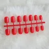 False Nails Solid Color Candy Short Round Head 24pcs Must-haves Red P63