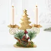 Candle Holders Navidad Noel Christmas Decoration Year Holder Metal Tree Candlestick Santa Berry Ornament Xmas Table Decor