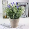 Dekorative Blumen, künstliche Mini-Topfpflanzen, 3er-Set, künstliches Eukalyptusgras, Lavendelgrün in Töpfen, kleine Zimmerpflanzen