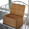 Storage Baskets European-Style Bedroom With Lid Clothing Sorting Box Imitation Rattan Woven Outdoor Storage Basket Wardrobe Storage Basket 230310