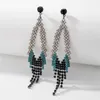 S3495 Fashion Jewelry S925 Silver Needle Drop Water Dangle Earrings For Women Hollowed Contrast Color Rhinestone Tassels Long Stud Earrings