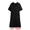 Party Dresses Large 10xl 150kg Women's Dress Pocket Big Size 8xl 9xl Summer Hooded Pullover Short Sleeve Loose Black And White Dalian
