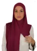 Scarves Instant Premium Cotton Jersey Hijab Shawls With Hoop Good Stitching Wrap Muslim Women Ladies