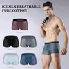 Caleçons Hommes Boxershorts Ensemble Hommes Culottes Glace Soie D'été Hommes Sous-Vêtements Coton Entrejambe Respirant Creux Shorts Grande Taille Hommes Boxer 230310