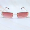 20% OFF Luxury Designer New Men's and Women's Sunglasses 20% Off Vintage Rimless Small Square Big Cool Rapper Shades Party Eyewear Gafas De SolKajia