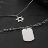 Hangende kettingen hiphop stijlvolle mode -unisex sieraden titanium staal dubbel gelaagde trui ketting hexagram ketting