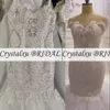 2024 Arabskie sukienki ślubne syreny eleganckie z koronki koronkowe Kryształowe koraliki Kwiaty Satynowe długie sukienki ślubne Siek