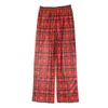 Pękama dziewczęta i chłopcy w krzędzie Plaid Long Pajamas Płaszcz Kolor przedniego Kolor Top PJ Pant Christmas Pajama Zestaw 230310