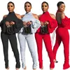 Women's Jumpsuits & Rompers Sexy Women Bodysuit Club Backless Off Shoulder Tops Stacked Sweatpants Leggings Trousers Joggers Flare Pleated P