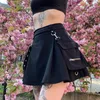 Skirts Harajuku Punk Gothic Black High Waist Black Skirts Women Sexy Patchwork Bandage Mini Skirt Female Streetwear Black Skirt 230310