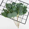 Decoratieve bloemen 5 stks kunstmatige eucalyptus bladeren tak groen eucalipto blad nep plantenbloem voor bruiloft bruid boeket diy feest