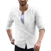 Camisetas masculinas Men t-shirt linho festas de lapela de moda de moda de vestido social camisa impressão 3D Camisa Pullovers Flower Flower