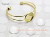 Bangle Blank Seting 20mm runda cabochon Base Clear Glass Cameo Dome Double Sided Lime for DIY