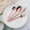 Servis uppsättningar Rose Gold Cutlery Set rostfritt stål Tabeller 24 bitar gafflar skedar knivar diskmaskin säkert kök