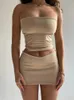 Two Piece Dress Elegant Sexy Strapless Crop Top and Short Skirt Suits 2 Set Outfits for Women Summer Fashion Co Ord Sets Matching 230310