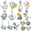 Pandora Original S925 Sterling Silver Dinosaur Love Ghost Flower Charm Beads Suitable for Bracelet DIY Fashion Jewelry