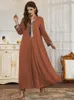 Casual Dresses Toleen Women Elegant Maxi Long Dress 2023 Autumn Luxury Patchwork Ramadan Abaya Muslim Turkiet African Evening Party Robe