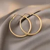 Hoopörhängen 2023 Trendigt Kvinnligt temperament Big Circle Square Geometric Hanging Earring for Women Gold Metal Punk Smycken