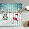 Tende da doccia Buon Natale Tenda Natale Babbo Natale Albero Foresta Neve Regalo di vacanza Decorazione della parete del bagno con ganci Schermo