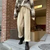 Kvinnor byxor capris lösa corduroy byxor kvinnor faller brett ben hög midja byxor hösten casual långa byxor harajuku streetwear beige byxor 230310