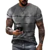 メンズTシャツの夏のカジュアルなTシャツストリートファッションショートスリーエレブシャツハラジュク3D印刷オールマッチラウンドネックトップ230310