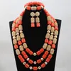 Collier boucles d'oreilles ensemble perles de corail artificielles bijoux de mariée mariage nigérian femmes Costume WD999