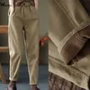 Women's Pants Capris Women Khaki High Waist Plus Velvet Ankle-length Pants Winter Casual Thick Warm Harem Trousers Loose Pantalon Cotton Sweatpants 230310