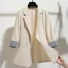 Damespakken Zomer Single Button Solid Color Rapel Business Blazer Spring en Autumn Office Lady Dunne Suit Jack Loose Fit Women