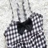 ワンピースYINFENGTING NEW GIRLS POTE PLAID ONE PIECE水着ブラックチルドレンバススーツキッズ水着スイムホリデーウェア