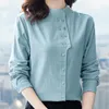 Blusas de mujer de algodón puro de manga larga camisas elegantes de lino de mujer otoño señoras 2023 Tops Blusas