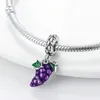 Pandora Original S925 Pure Silver Color Bee Pink Blue Grape Charm Bead Is Suitable for Bracelet DIY Fashion Jewelry 1