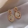 Dangle Earrings & Chandelier Yaologe Interlocking Double-Layer Golden Drop Shape Tiny Pendant Ornate Rhinestone 2023 Jewelry For WomenDangle